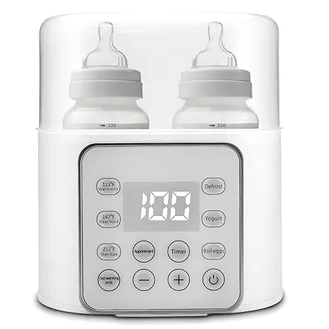 Calentador de biberones 9 en 1, calentador de leche materna multifunción, calentador rápido de alimentos para bebés y calentador de descongelación con temporizador para gemelos, pantalla LCD, ajuste - 1