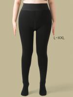 Leggings Oversize Para Mujer 220g Negro Doble Cara Crotch Pantimedias Gruesas Terciopelo Calor Pantimedias Estándar - details 2