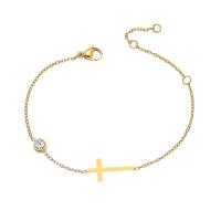 Pulsera De Cruz Para Mujer Simple Cadena Sencilla Con Encanto De Cruz Y CZ Brillante Joyería Moda Versátil Regalo Trendy - details 11