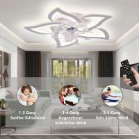 Ventilador de techo Silencioso LED con iluminación, Luz de Techo de dormitorio de 50 W, con mando a distancia y aplicación Lámpara regulable con ventilador 5 Luces Forma de Flor Pantalla acrílica Sala [Clase de eficiencia energética F] - details 2