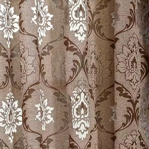 Panel De Ventana LEEJOOM 1 PC Cortinas De Encaje Floral Semi-ocultas En Color Marrón Para Dormitorio Hechas De Poliéster Natural - 1