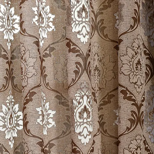 Panel De Ventana LEEJOOM 1 PC Cortinas De Encaje Floral Semi-ocultas En Color Marrón Para Dormitorio Hechas De Poliéster Natural - 1