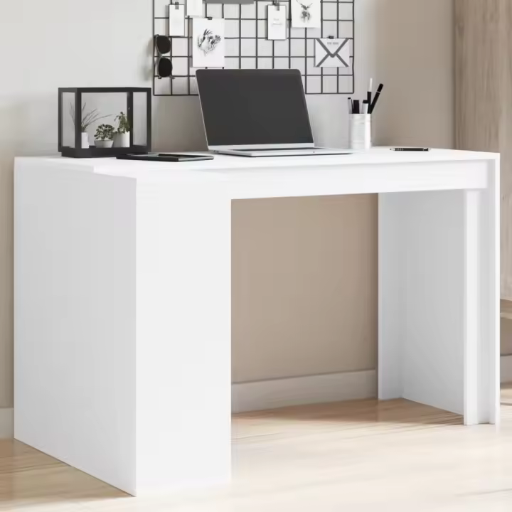 vidaXL Escritorio de oficina madera ingeniería 123,5x73,5x75 cm en color Blanco/Roble Sonoma/Roble ahumado | estructura resistente ideal para salón dormitorio o estudio - 1