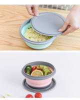 Juego De 3 Piezas De Caja De Almuerzo Plegable En Silicona Taza De Ensalada Plegable Con Tapa Contenedor De Alimentos Para Camping Y Exteriores - details 1