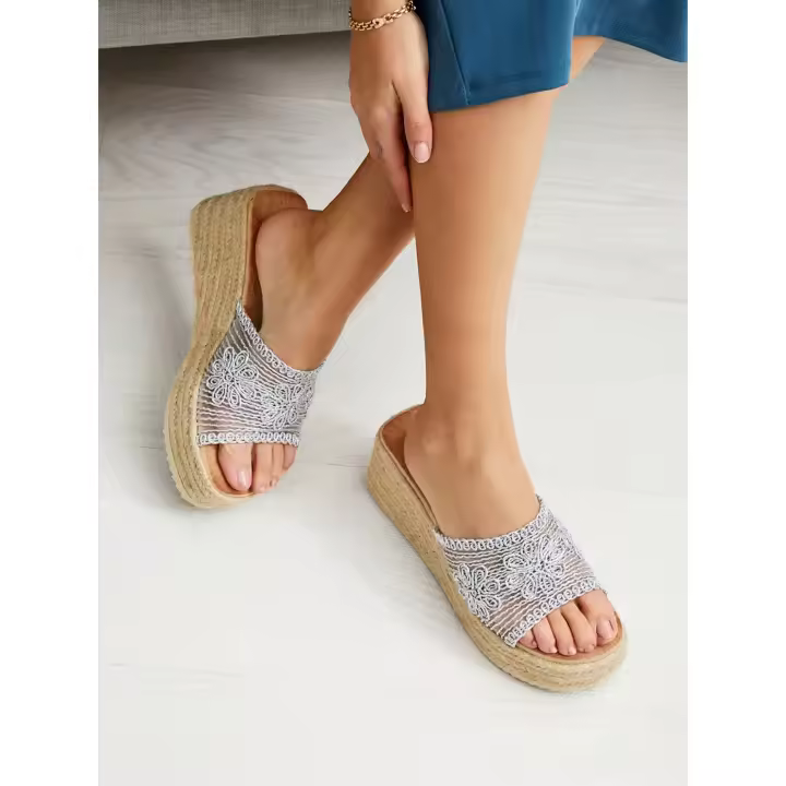 Paloma Wang Sandalias cuñas plataforma yute diseño crochet - 1