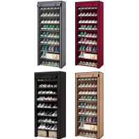 LUTODY - Organizador de zapatos de tela textil Zapatero auxiliar compacto de varios niveles, vertical, tubo de metal plegable - Vestidor portátil para recibidor, entrada, sala de estar, salón - Ligero y resistente - details 0