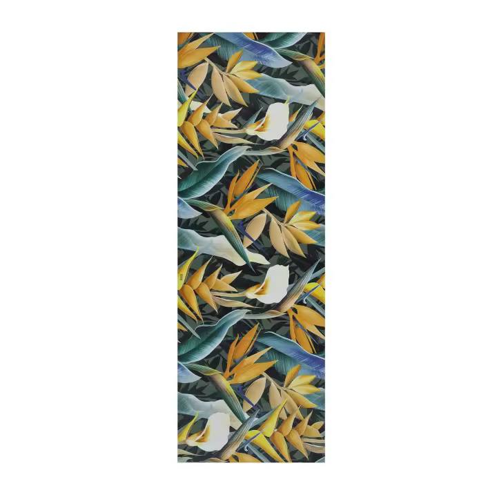 Alfombra vinílica de cocina diseño con hojas en amarillo - RICCI FORESTA | 52x100, 52x200 cm - 1
