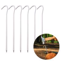 Juego De 6 Clavos De Tenda De Aluminio Con Gancho Palos De Jardín Para Hamaca Camping Cordón De Viento Sombra Canopy - details 0