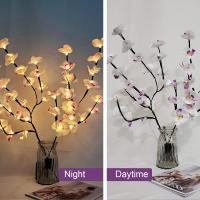 Lámpara De Árbol De Orquídea Mariposa Blanca Y Morada Con Luces LED Pilotadas Por Baterías Decoración Romántica Para El Hogar Y Habitaciones - details 1