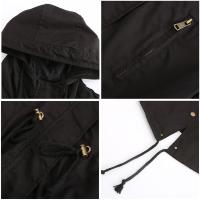 Abrigo De Trench De Algodón Para Mujer plus Talla Con Capucha Estilo Casual Cierre De Cremallera Manga Larga Color Sólido Para Otoño E Invierno - details 24