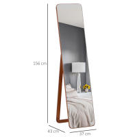 HOMCOM Espejo de Pie Cuerpo Entero Rectangular Espejo de Pared con 2 Formas de Uso Marco de Madera de Pino Moderno para Pasillo Dormitorio Sala de Estar 37x43x156 cm - details 2