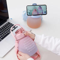Botella De Agua Deportiva De 1.3L Con Tapa De Pastilla Para Mujer Capacidad Grande Portátil Color Gradient Para Actividades Al Aire Libre - details 1