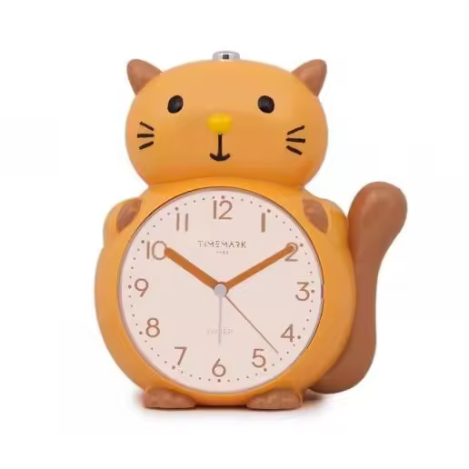 Despertador silencioso infantil, forma gato,  luz integrada y doble sonido de alarma - 1