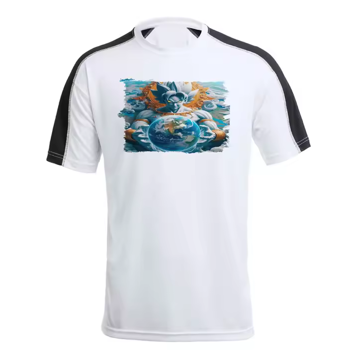 MERCHANDMANIA CAMISETA TÉCNICA FRANJA MANGAS NEGRA broly dios god ssj ultra instinto mundo universo z tshirt - 1