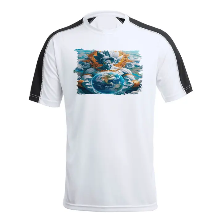 MERCHANDMANIA CAMISETA TÉCNICA FRANJA MANGAS NEGRA broly dios god ssj ultra instinto mundo universo z tshirt - 1