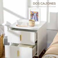 HOMCOM Mesita de Noche con 2 Cajones Mesilla de Noche Mesita Auxiliar con Patas de Metal para Salón Dormitorio Carga 40 kg 40x40x47 cm Blanco - details 4