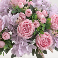 1 Rama De Flores Artificiales Peonía Para Decoración Silken Rosa Falsa De Plástico Centro De Mesa Para El Hogar Flores Falsas Para Bodas - details 12