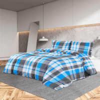 vidaXL Juego de Funda Nórdica Algodón Azul y Gris Dormitorio Sábana Dimensiones 135 x 200 cm + 80 x 80 cm,  200 x 200 cm + 65 x 65 cm,  200 x 200 cm + 80 x 80 cm y mas - details 1