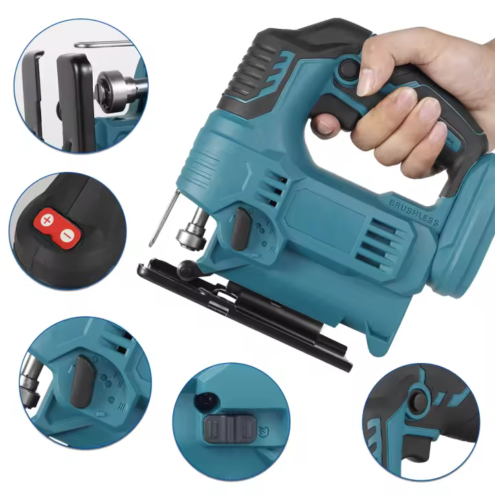 Sierra de Calar inalámbrica, 65mm, 900W 1000-2900rpm, Velocidad Ajustable (1-3), 4 Modos de Corte, Caja Magnética de Hoja, Cortar Madera Metal Plástico, compatible con Makita 18 V baterías (sin batería) - 1