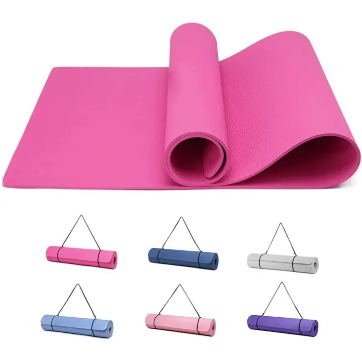 Esterilla de gimnasia, yoga, fitness, antideslizante, para entrenamiento, deportes, giros y Pilates, con Correa para el hombro, 183x61x0,7 cm - 1