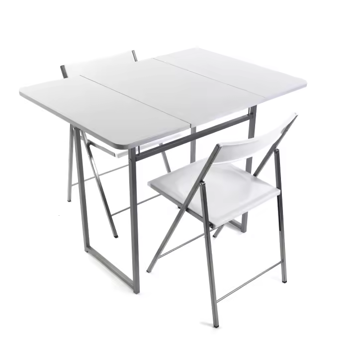 Versa Andrea Set de mesa y Dos Sillas para Cocina, Terraza, Jardín, Balcón o Comedor, Mesa y Sillas, Set de 3 piezas, Medidas (Al x L x An) 80 x 70 x 100 cm, Metal y PVC, Color Blanco - 1