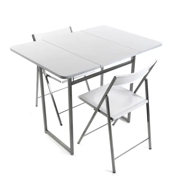 Versa Andrea Set de mesa y Dos Sillas para Cocina, Terraza, Jardín, Balcón o Comedor, Mesa y Sillas, Set de 3 piezas, Medidas (Al x L x An) 80 x 70 x 100 cm, Metal y PVC, Color Blanco - 1