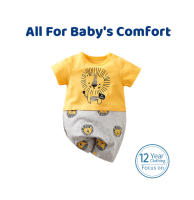 Bebé Niño Niña Nueva Casual Color Sólido Con Contraste Lindo León Cómodo Algodón Camiseta Corta Verano Jumpsuit Para Bebé - details 0