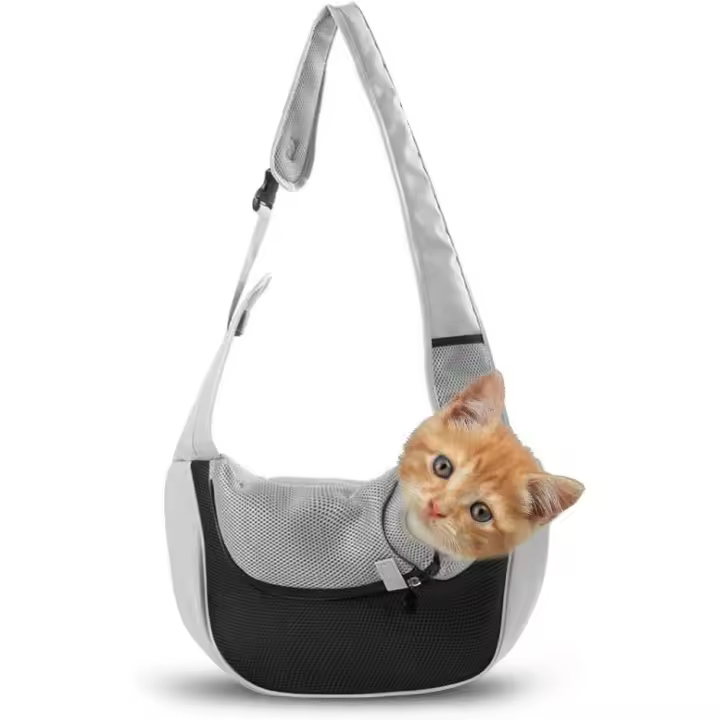 Bolsa de transporte para perros, bolsa de transporte para gatos, bolsa de transporte suave para cachorros, bolsa de viaje para perros pequeños, color negro S - 1