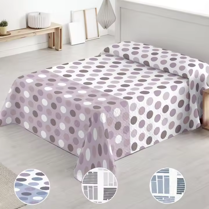 Colcha Bouti Estampada o Color Liso, Colcha Cubre Cama 100% Poliéster. Fina, Extra Suave y Ligera. Ideal para Primavera, Verano y Entretiempo - 1