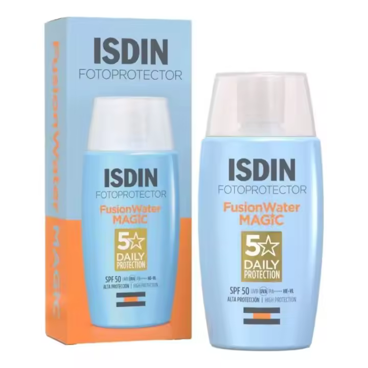 Fotoprotector ISDIN Fusion Water Magic SPF50+ 50 ml. Protector Solar Facial de Textura Ligera y Fase Acuosa Externa - 1
