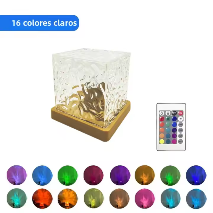 Lámpara De Cristal Con Proyector De Galaxia Ondas De Agua 16 Colores Dinámico Control Remoto RGB Ajustable Decoración Luz Nocturna - 1