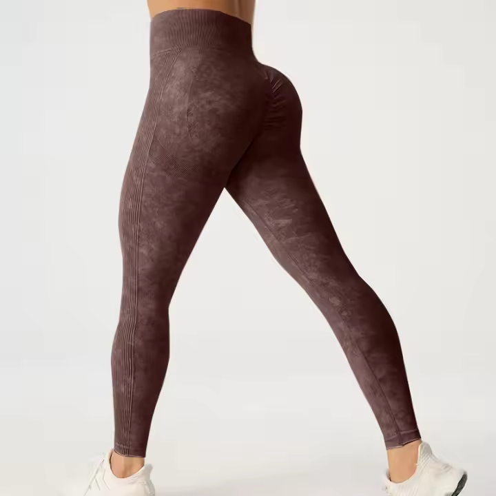 Pantalones De Yoga De Cintura Alta Con Acabado Frosted Para Mujer Pantalones De Entrenamiento Y Fitness Con Levantamiento De Glúteos Talla Fija Secado Rápido Y Sin Hierro Leggings De Exterior - 1