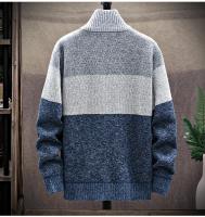 Nueva Chaqueta De Punto De Piel Para Hombre Otoño Invierno Cierre De Cremallera Estilo Casual Con Contraste De Rayas Suéter De Velours - details 8