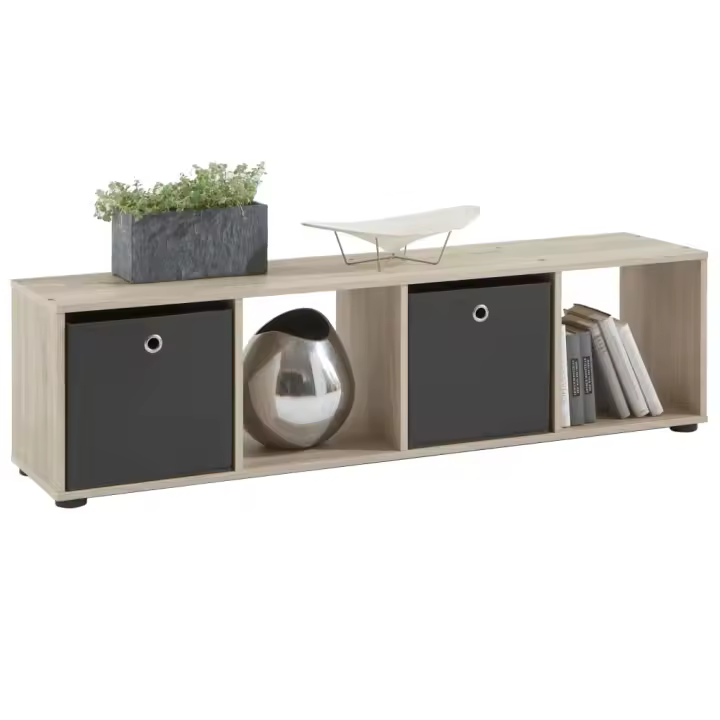 FMD FMD Estantería con 4 compartimentos Blanco, Roble, Roble arena Mueble Almacenaje Estantería para Oficina, Estudio, Dormitorio Estantería/Librería/ mueble de Almacenamiento - 1
