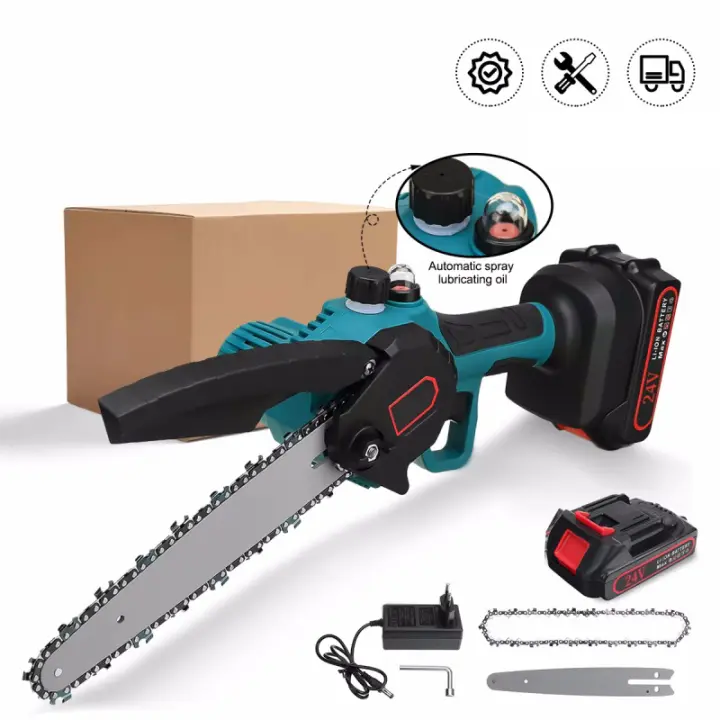 3000W 8 Inch 288V Mini borrowing Saw Electric chainsaw With Oiler Lithium Battery Woodworking Garden triming Saw Power powers - 1