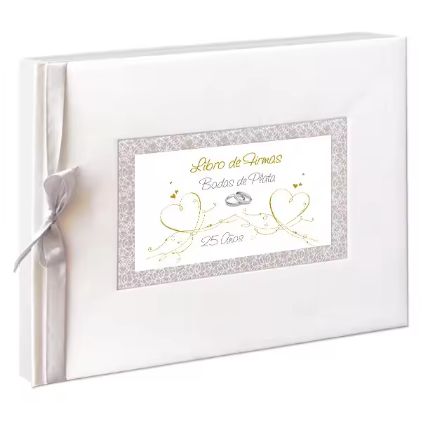 ARGUVAL  LIBRO DE FIRMAS BODAS PLATA CORAZONES LIBRO FIRMAS 27x23x2 Cms. - 1