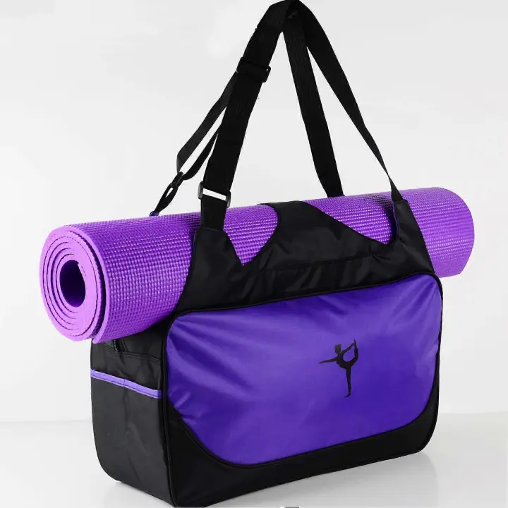 Bolsa de Yoga de Material de poliéster con diseño de viscosidad, Gran capacidad, 48x24x16 cm/18,9x9,4x6,3 pulgadas, morado - 1