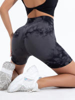 Shorts De Gimnasio Para Mujer Con Diseño De Tie Dye Y Cintura Elástica Ancha Sin Costuras De Alta Cintura Leggings De Deporte - details 11