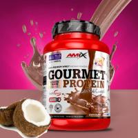 Gourmet Protein 1 kg  Mezcla de proteínas de alta calidad con trozos reales de fruta deshidratada  Amix Nutrition - details 1