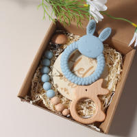Juego De Regalo Para Bebé Recién Nacido Mordedor De Silicona Conejito Juguete De Madera Rattle Accesorios Para Fotografía - details 2