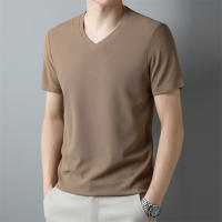 Camiseta Hombre Verano 2024 Cuello V Corta Transpirable Top Casual Polyester Cuidado Manual Talla Única Color Sólido - details 10