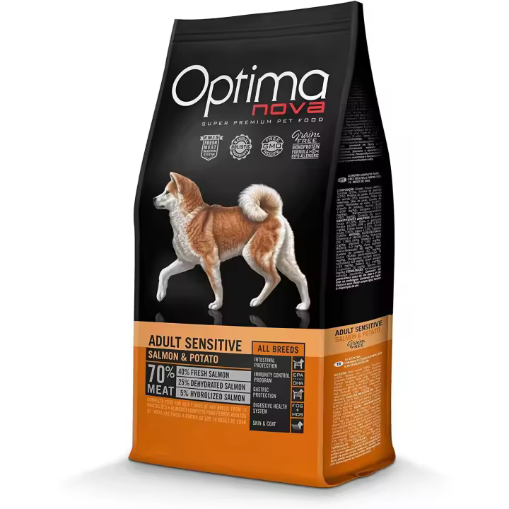 Pienso para Perros Optima Nova Adult Sensitive 12 Kg. Salmon y Patata - 1