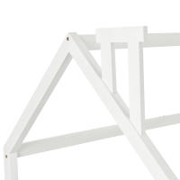 Cama de Cabaña Infantil con Diseño de Chimenea Decorativo 90x200 cm - Pino Natural Robust, Marco Estructural de Listones de Madera, Color Blanco Luminoso (Sin Colchón) - details 3