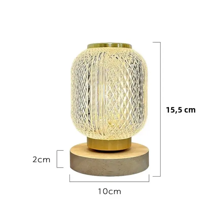 Lámpara De Mesa LED Moderna Con Cristal Batería USB Iluminación Interior Luz Nocturna Para Dormitorio Y Sala De Estar Decoración De Puerta De Cama - 1