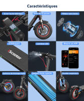 Patinete eléctrico plegable iScooter i10 - Ruedas de 10" - Adulto - 650 W, 4 velocidades, autonomía de 40-45 km, batería de 15 Ah - details 4