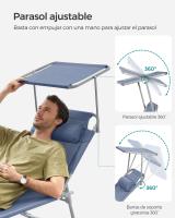 Tumbona Plegable con Parasol y Respaldo Reclinable, Ideal para Jardín, Piscina y Terraza, 193x53x29 cm, Capacidad de 150 kg - details 3