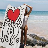 Toalla De Playa K-Keith-Haring Impresión Microfibra Absorbente Secado Rápido Suave Para Yoga Natación Resort Montañismo Tamaño 76x182 Cm - details 3