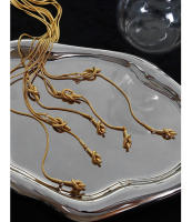 Encanto Cadena de suéter larga de acero inoxidable para mujer, collar ajustable con borlas y nudo en forma de corazón, joyería Collar largo con colgante de clavícula en forma de Y de acero inoxidable, collar de regalo de vacaciones para mujer - details 7