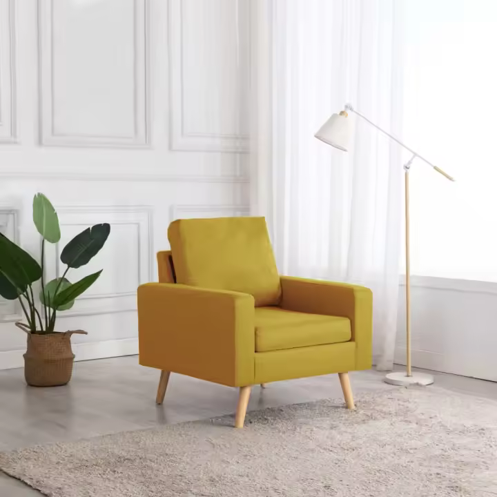vidaXL Sillón de tela amarillo - 1