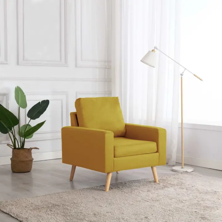 vidaXL Sillón de tela amarillo - 1